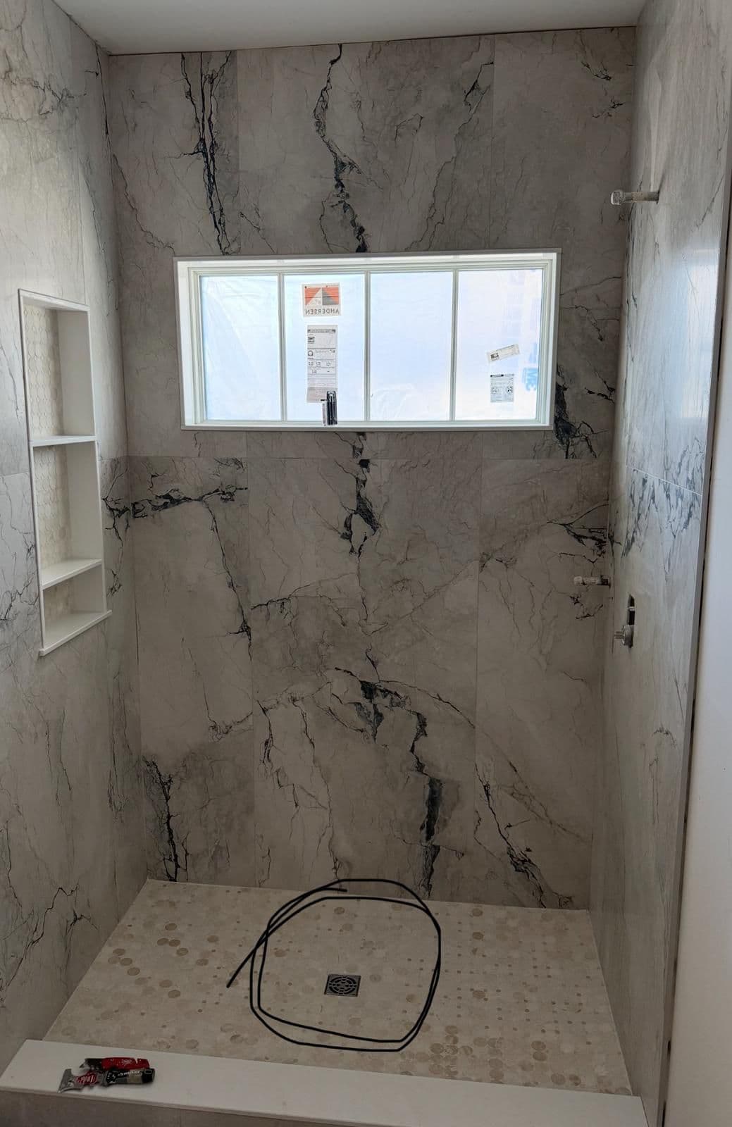 Gray Marble Shower with Niche