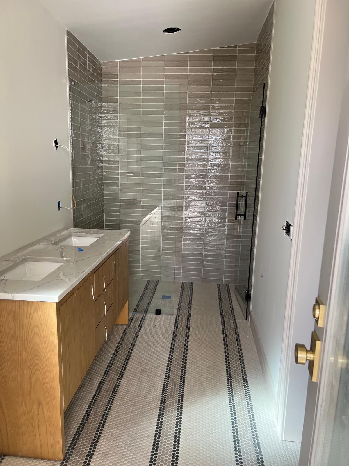 Modern Vanity & Glass Shower