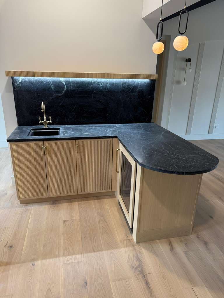 Modern Wet Bar with Marble