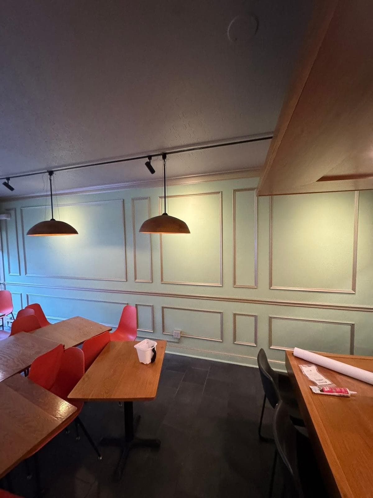 Commercial Sage Green Wainscoting