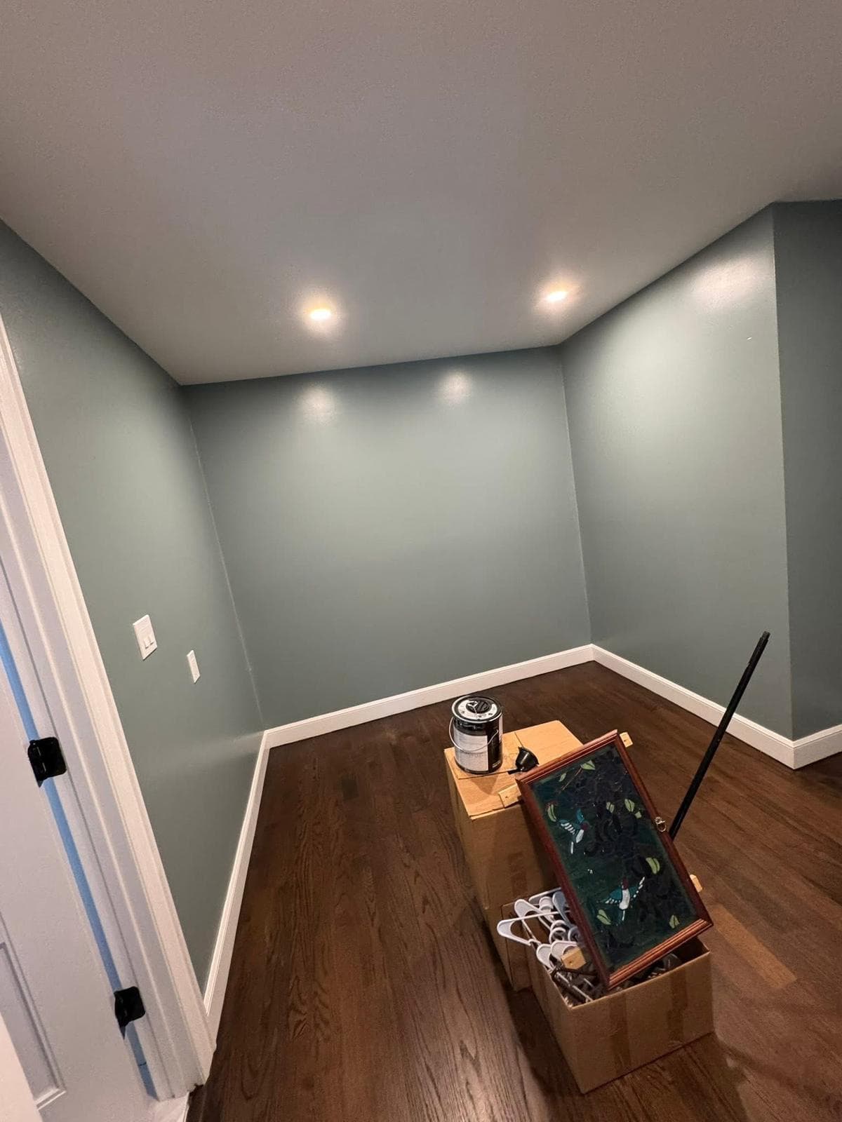 Sage Green Walls with White Trim