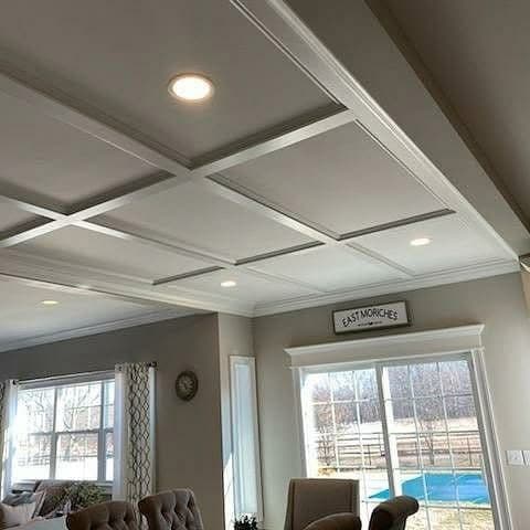 Coffered Ceiling with Recessed Lights
